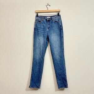 HABITUAL Slim Straight Jeans Womens Sz 4/27 Blue Stretch High Rise Split Seam